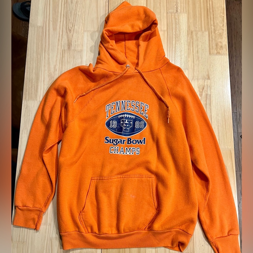 Tennessee Vols 1986 Sugar Bowl Velva Sheen Orange Hoodie Youth XL / Adult Small